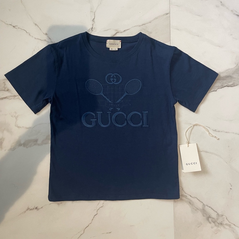 Gucci tennis embroidered logo t shirt size 6